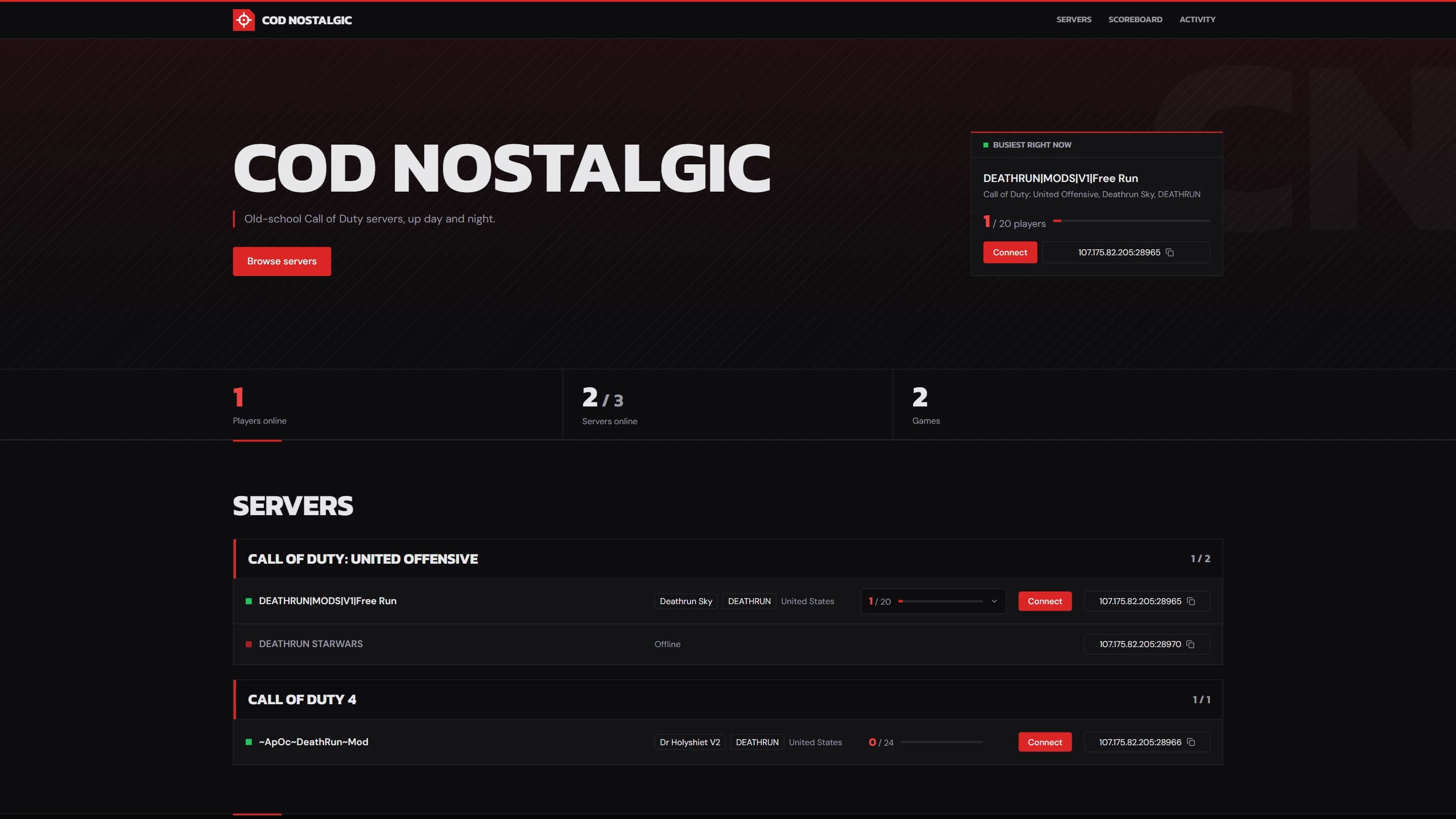 CoD Nostalgic – Live Server Showcase